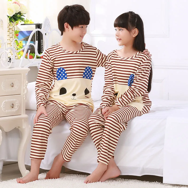 Пижама из молочного шелка детская осенне зимняя одежда для сна с длинными