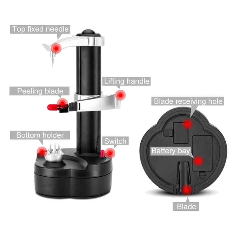 

Electric Potato Peeler Automatic Rotating Apple Peeler Automatic Fruits Vegetables Cutter Kitchen Peeling Tool,UK Plug