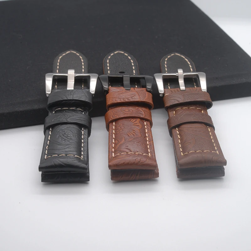 22mm/24mm/26mm Leather Watch Band fit for Panerai Athens IWC Replace Strap Top Layer Cowhide Bracelet Men Watch Matte Belt enlarge