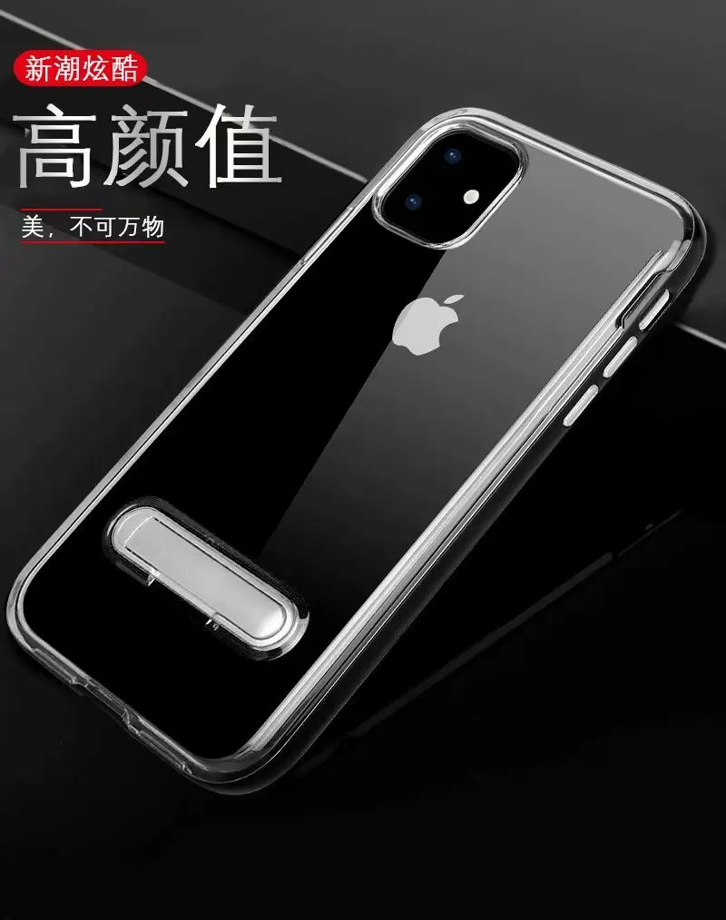 For Apple iphone 11 Case Hard Transparent With Stand Hybrid Protective Back Cover Pro Max iphone11 11pro |