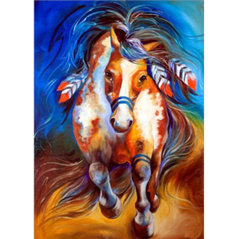 Полностью сверлильная квадратная/круглая Алмазная Картина лошадь окрашенная
