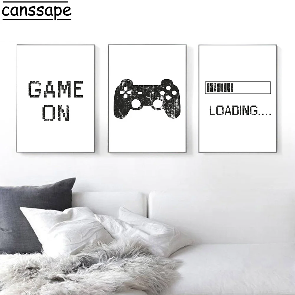 

Game Wall Posters Loading Canvas Prints Handle Painting Black And White Poster Minimalist Print Quote Wall Picture Home Decor