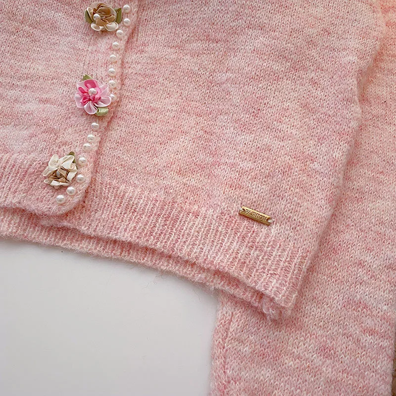 Женский винтажный Кардиган с длинным рукавом трикотажный свитер трехмерными