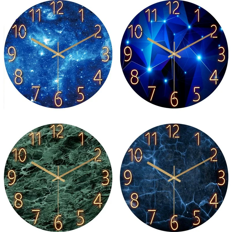 12 Inch Fashion Glass Quartz Clock Home Living Quiet Silent Simple Mute wall clock living room glass watch |