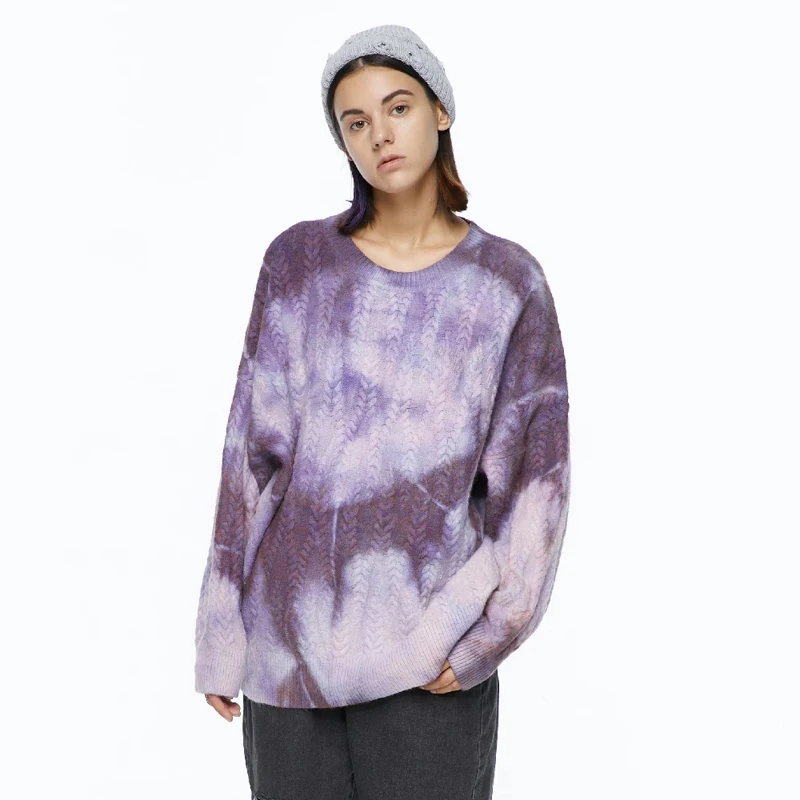 

Mens Loose Gradient Sweater Couple Vintage Harajuku Tie Dye Knitted Sweater Autumn Cotton Oversize Pullover Fashion Streetwear