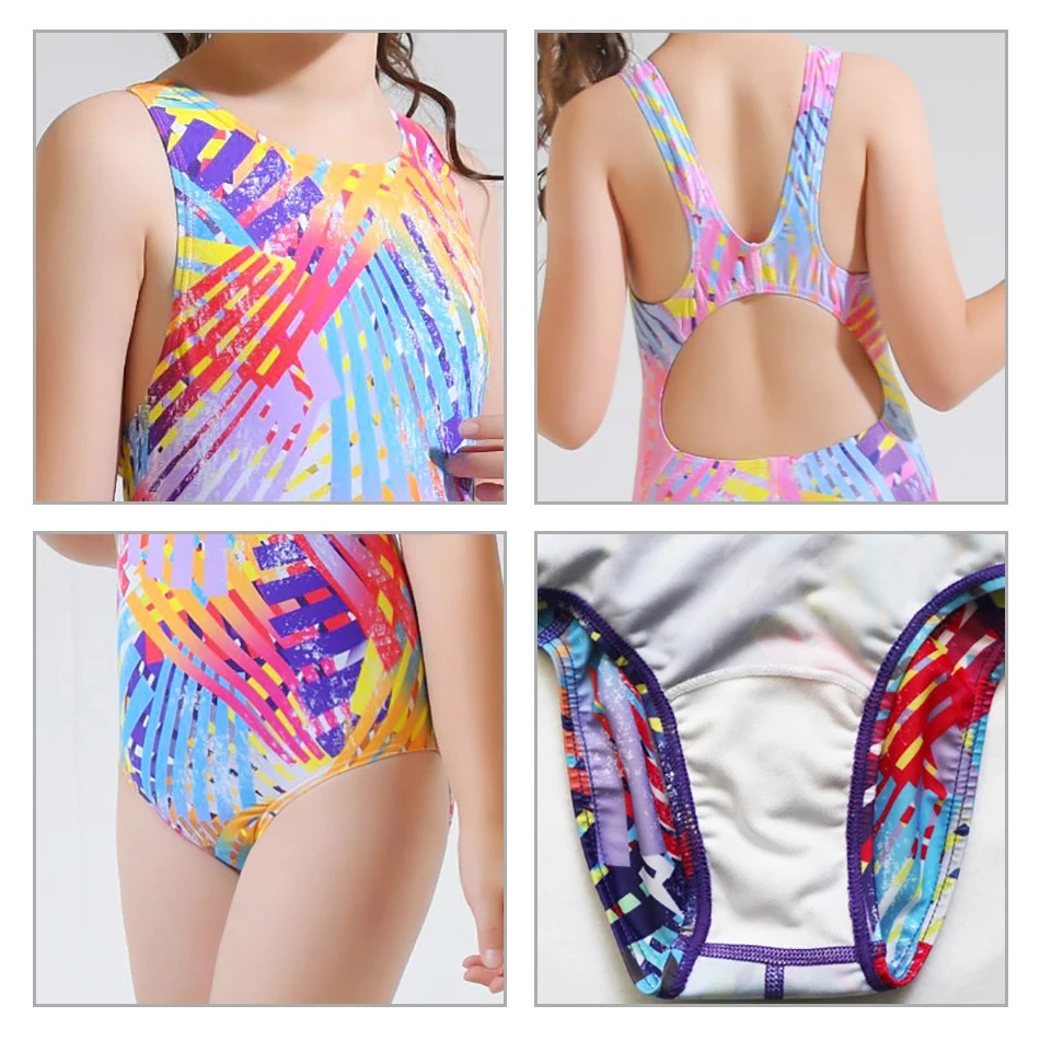 

Cute Conjoined Body Swimwear Baby Girls Summer CUHK Children Swimming Training Sleeveless Triangle One Piece Swimsuit Costume