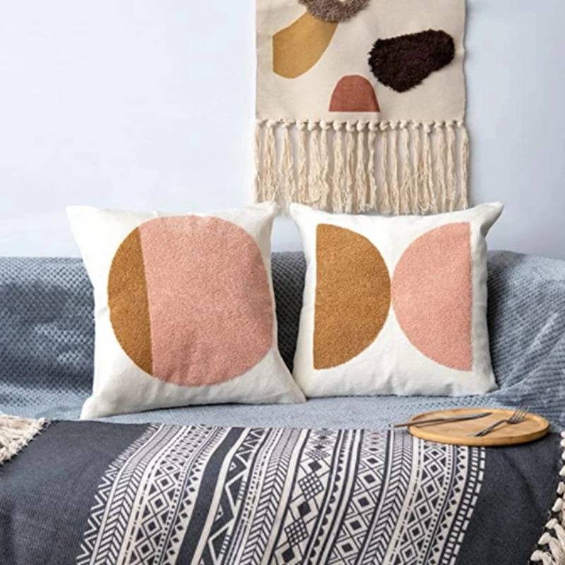 

Modern Boho Throw Pillow Cover, Simple Textured Pillowcase, Decorative Woven Cushion Sham for Bed Couch Sofa