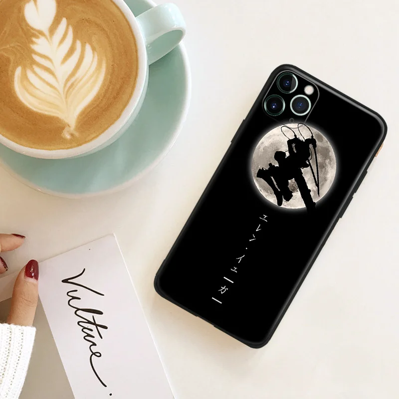 attack on titan anime eren jaeger silicone phone case for iphone se 6 6s 7 8 plus x xr xs 11 12 mini pro max glass cover shell free global shipping
