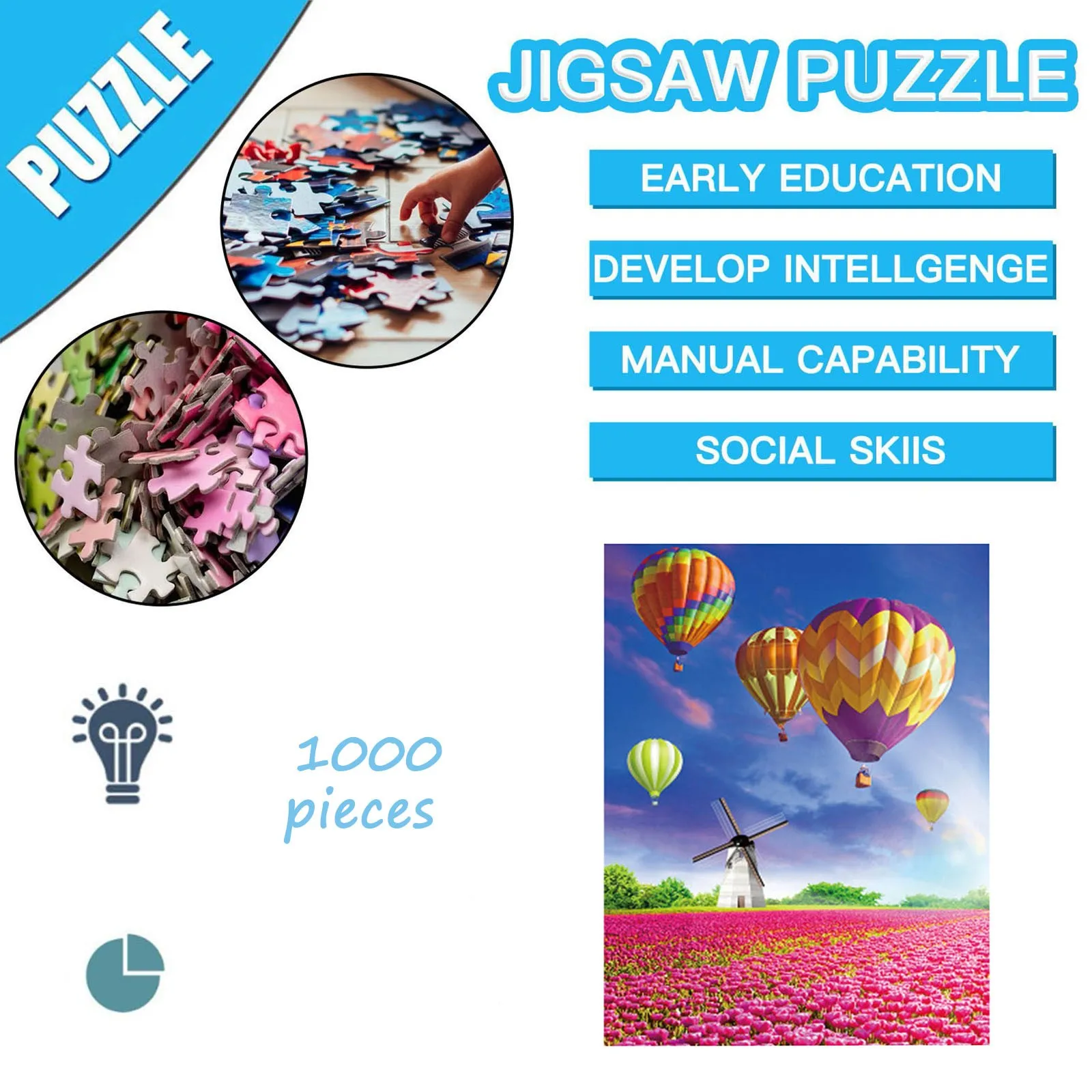 

Puzzle Intelligence 1000 Pieces Hot Air Ball Puzzle Art Fire Ball Puzzle jigsaw puzzle Kids educational toys children gifts new