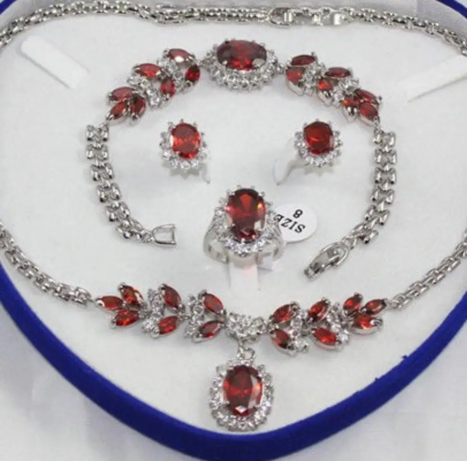 Модные ювелирные изделия белая инкрустация красные кристаллы ожерелье браслет