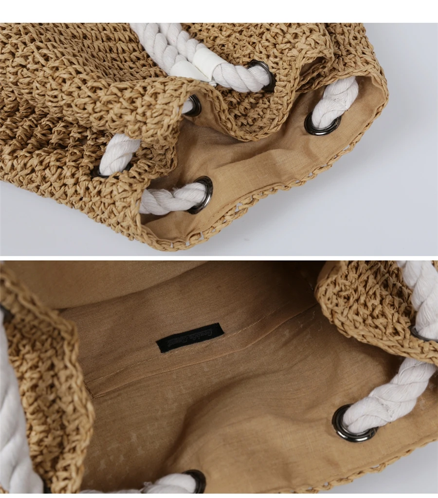 

Summer Straw Bag Women Backpack Fashion Rucksack Weaved For Girls Mochila Backpack Travel Beach Straw Bags Women Shoulder Bag