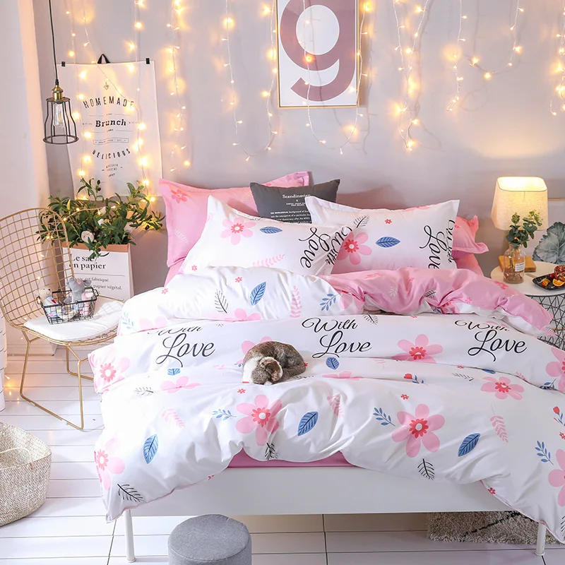 

Cotton Bedding Set Duvet Cover Colorful Pure Cotton Quilt Cover Both Sides Printing Design Universal Bedclothes