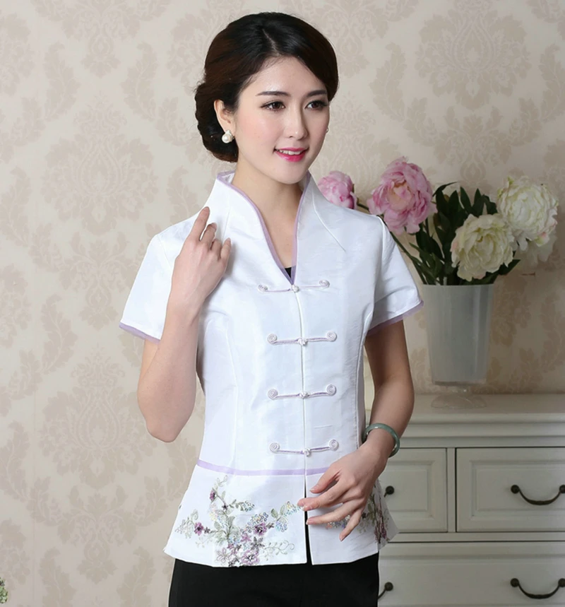 Китайские топы женская одежда модные модифицированные Топы Cheongsam рубашка Tang