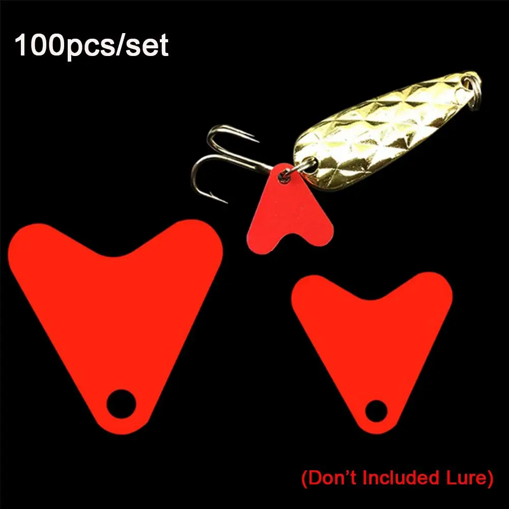 

100pcs/lot High Quality Red Heart Outdoor Hot Sequins Attracting Fishes Plastic Fishtail Trout Spoon Spinners Sequin