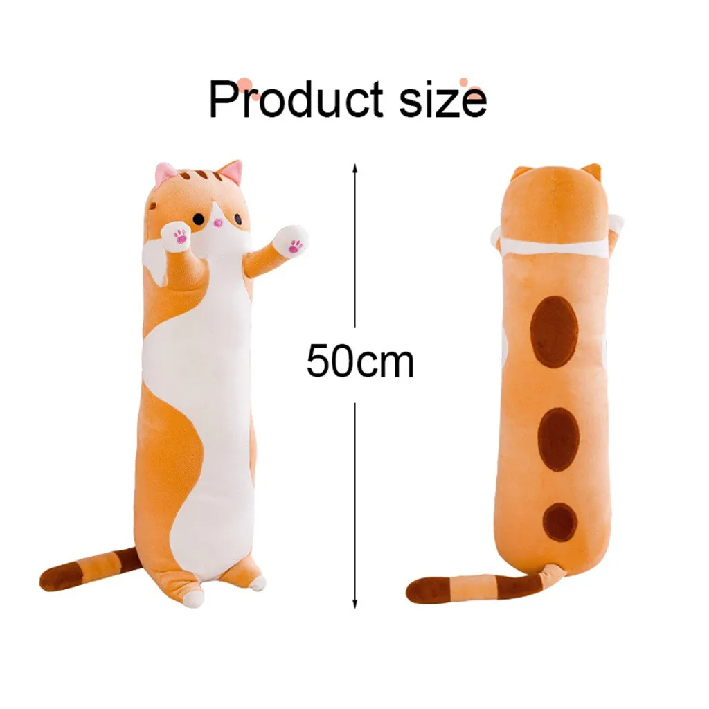 Long Cotton Cute Cat Doll Plush Toy Soft Stuffed Sleeping Pillow 50CM Comfort | Pillows