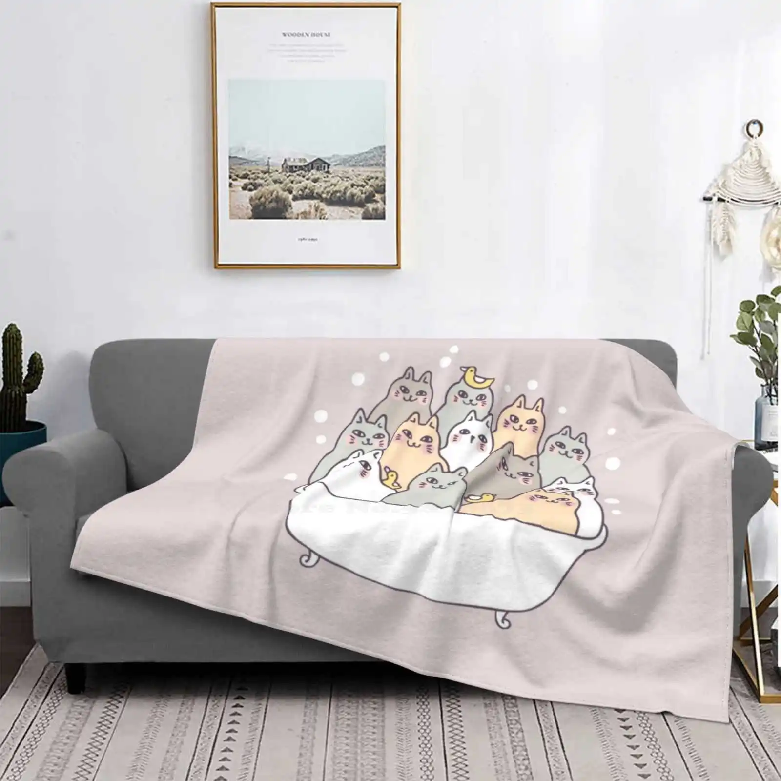 

Cats In The Bath Tub Trend Style Funny Fashion Soft Throw Blanket Animals Baby Background Cartoon Cat Cute Cat Person Cat Lover