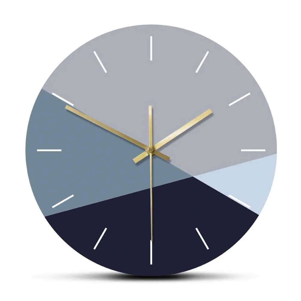 Simple Minimalism Blue and Grey Color Large Wall Clock Cold Tone Tinge Modern Fashion Home Decoration Hanging Watch | Дом и сад