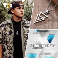 rock punk geometric men necklaceshollow triangle square pendantminimalist stainless steel male simple casual collar jewelry