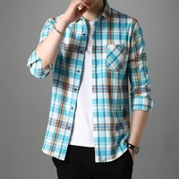 casual slim brand designer new fit fashion mens shirts long sleeve classic checkered top quality work plaidclothes men 2021