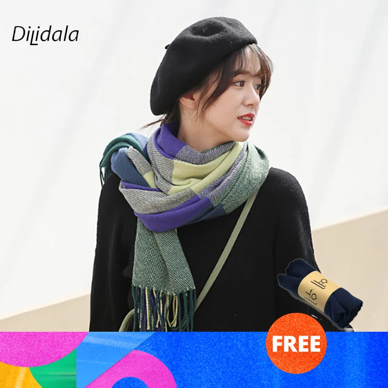 Dilidala 2019 клетчатый теплый женский шарф с кисточками осенне-зимние шарфы шаль