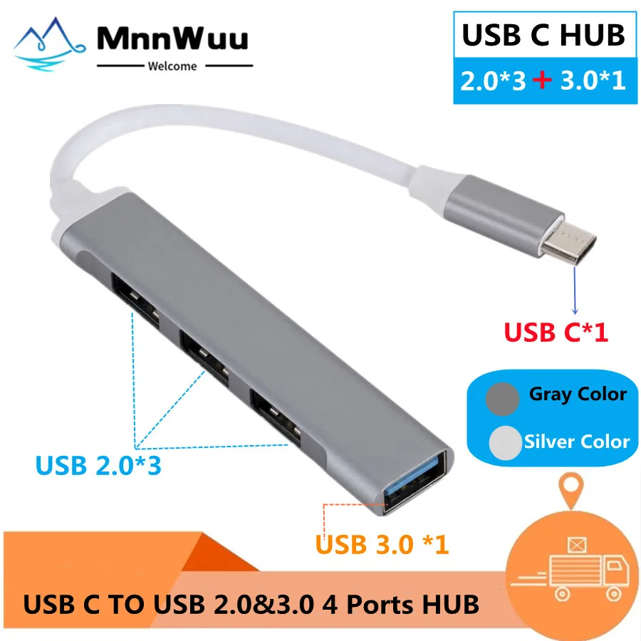 USB-концентратор типа C 3 1 0 2 4 порта мультиразветвитель адаптер OTG - Цена: 4.39