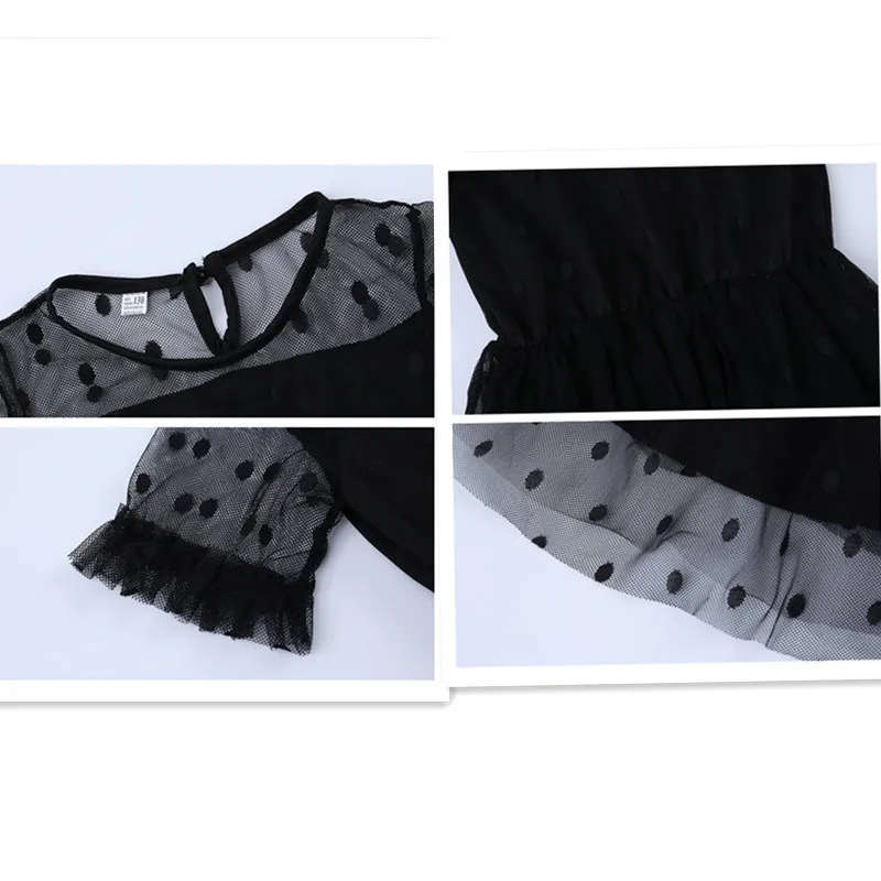 Летнее кружевное платье для девочек детское Сетчатое принцессы вечерние ное