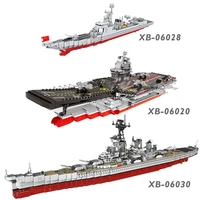 xingbao new military army ship series classic uss missouri battleship missile destroyer building blocks vessel bricks juguetes