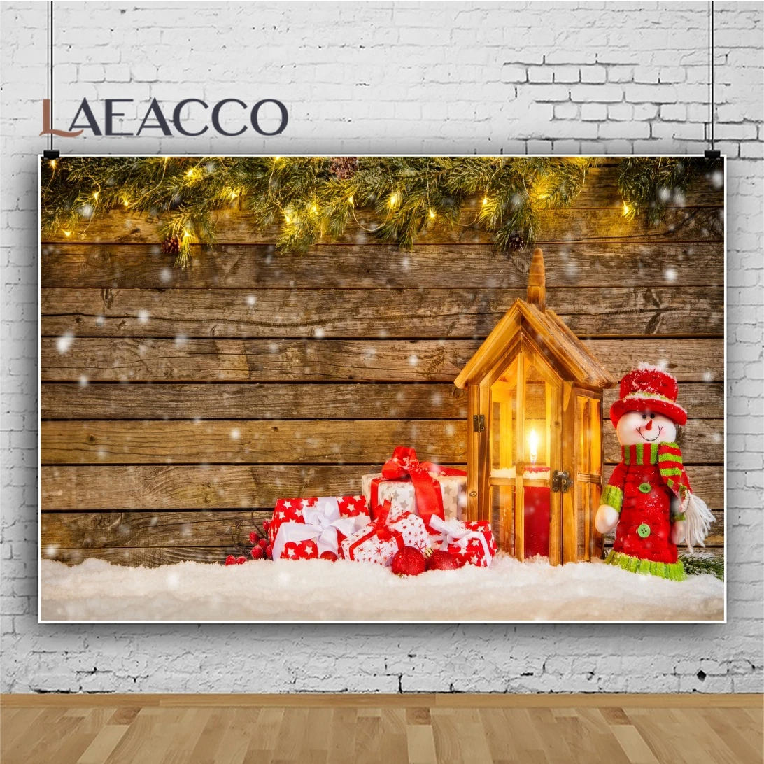 

Laeacco зимние снежные рождественские праздники дом неговика подарок пол фото стена ребенок новогодние фото фоны