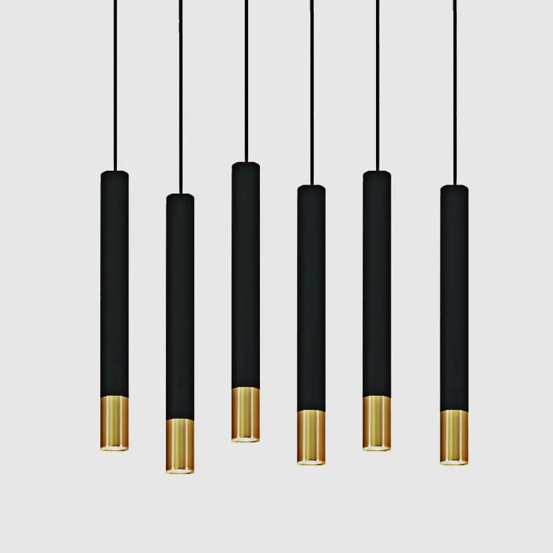 Lámpara led colgante y regulable para decoración de espacios, farol de tubo largo de 85-265V y de aluminio con base de cuña para cocina, comedor, tienda y bar