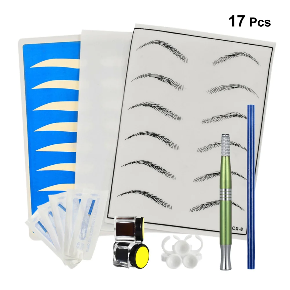 

Pen Set Line Manual Pen Practice Skin Blades Ink Cup Pencil Black and Dark Coffee Pigment (Golden)