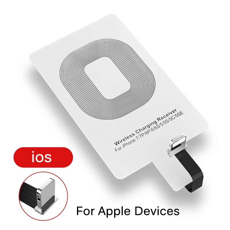 For iPhone Qi беспроводной зарядный приемник для iPhone 7 6s Plus 5s Micro usb type C универсальное Быстрое беспроводное зарядное устройство для samsung huawei Xiaomi - Тип штекера: For iPhone