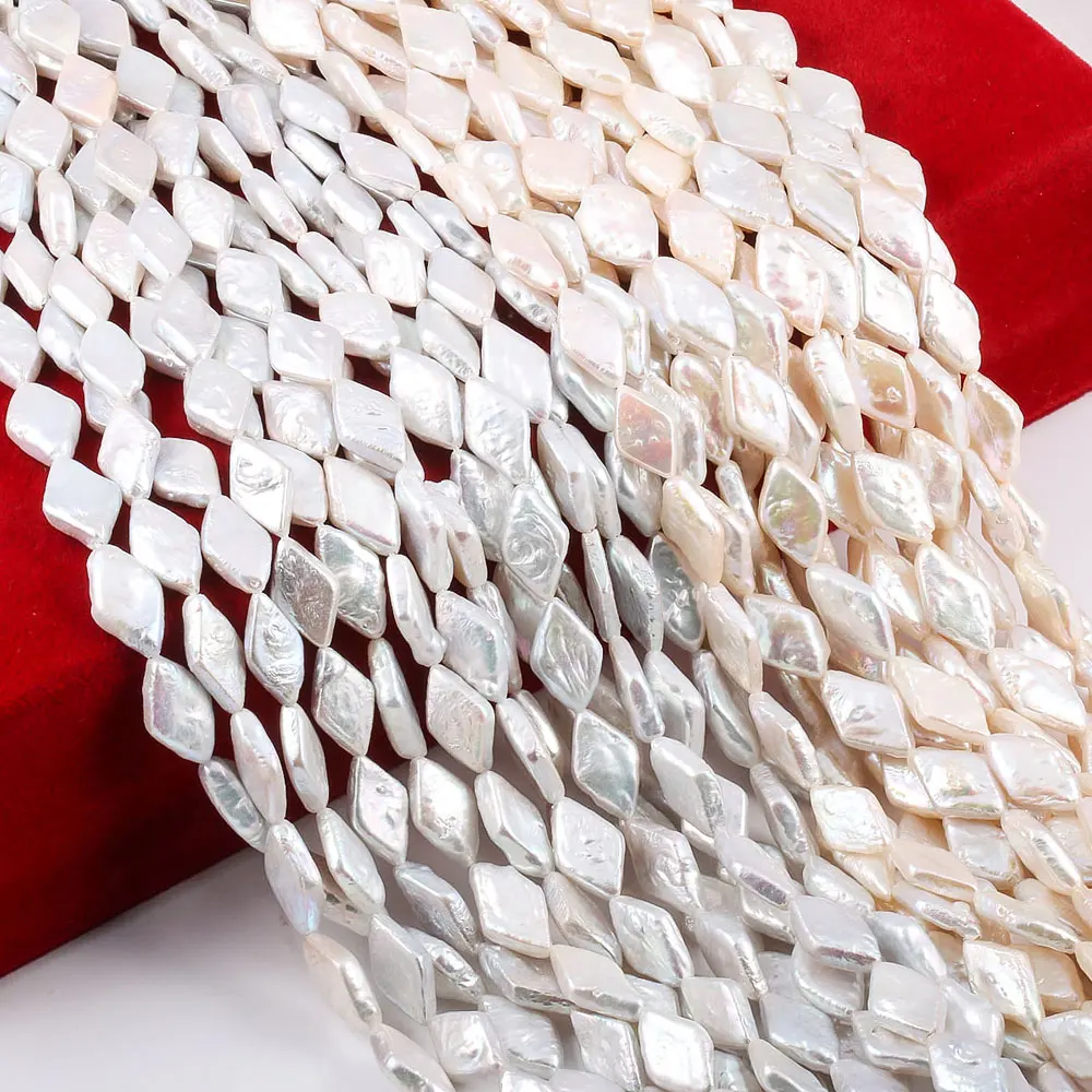 Бусины круглые из жемчуга бело-Розовая Жемчужина в форме ромба 9 х14 мм | Украшения