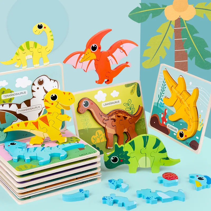 Детские развивающие игрушки раннее образование деревянный динозавр