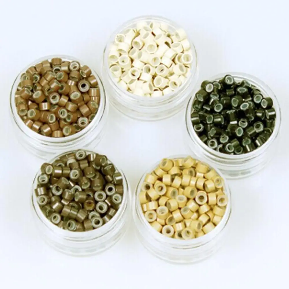 500Pcs алюминиевая пряжка силиконовой подкладкой микрокольца бусины ссылка