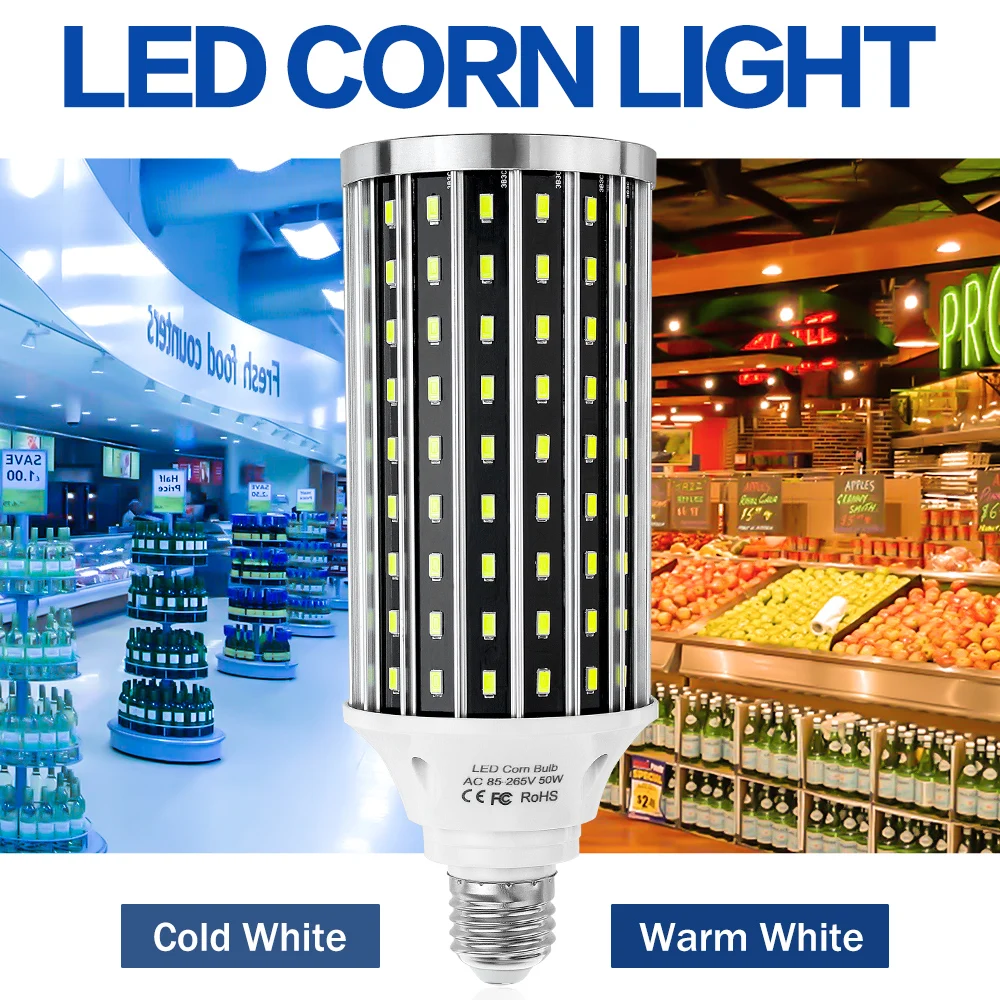 

High Power Chandelier 50W LED Corn Light E27/E39 Indoor Bulb No Flicker Bombillas E40 LED Candle Lamp AC 220V Ampoule 5730 Chip