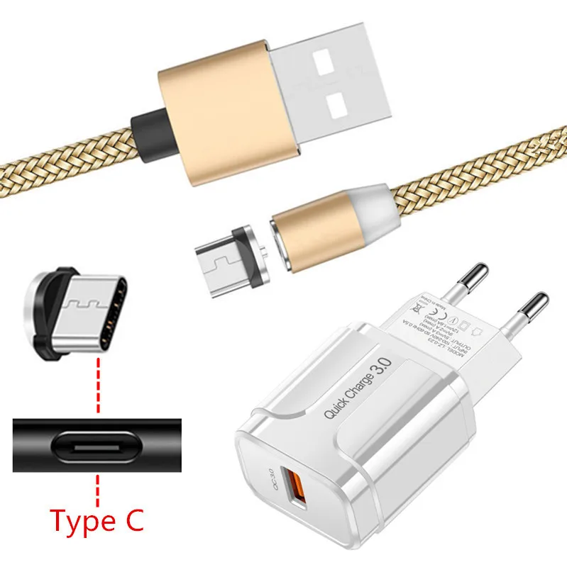 Магнитный зарядный кабель Type C для Samsung Galaxy S20 A51 A31 M31 Huawei P30 Mate 20 lite Honor 9X QC 3 0 USB