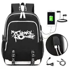 Мужской рюкзак My Chemical Romance в стиле панк-рок с принтом, школьные ранцы для студентов, сумка для ноутбука