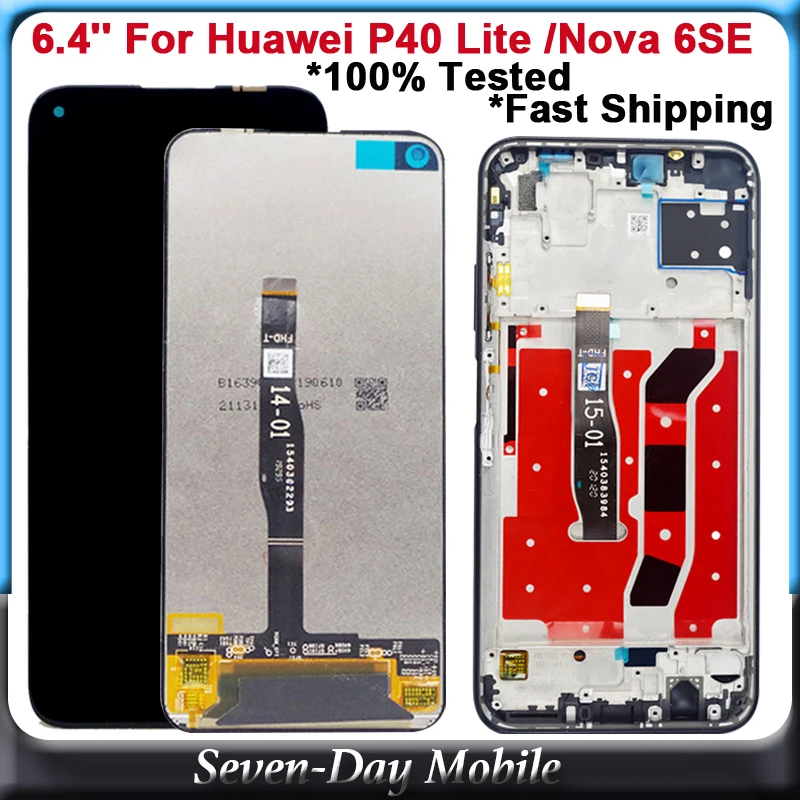 Сменный сенсорный ЖК-экран для Huawei P40 Lite 6 4 дюйма с рамкой Nova SE дигитайзером в