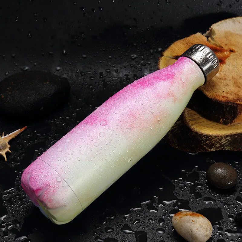 

Artistic Stainless Steel Bottle Colorful Tea Coffee Heat Cold Insulated Cup Leak-proof Water Bottle Straight Drink Cup