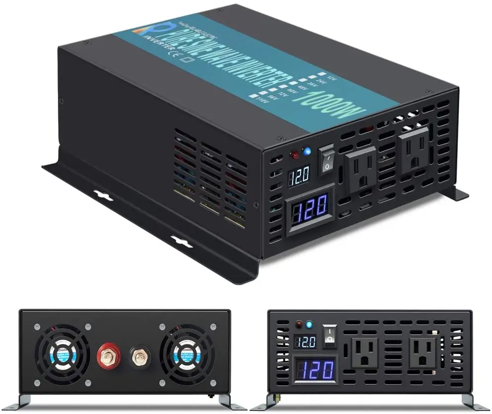 

Pure Sine Wave Solar Inverter 1000W Car Power Inverter 12V/24V/48V DC to 120V/220V/240V AC Inverters Converters Power Supply