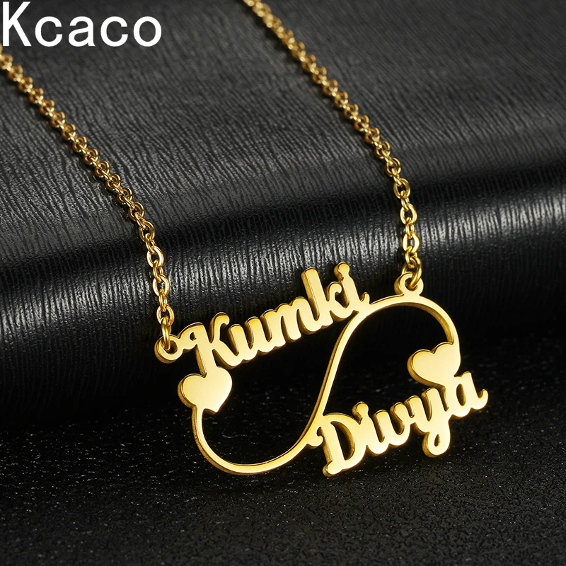 Custom Infinity Name Necklaces with 2 Names for Couple Stainless Steel Women Infinity Pendant Chain Friendship Family Necklace