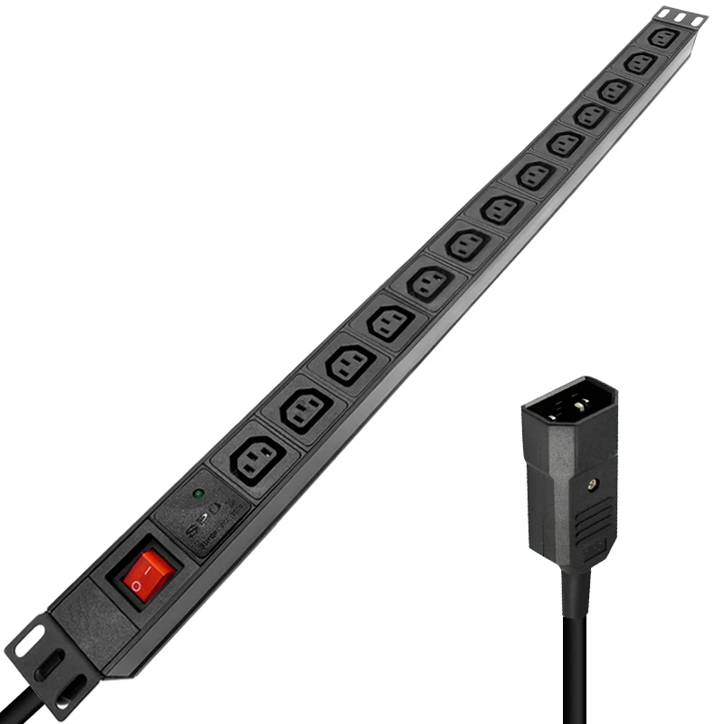 PDU Power Strip 13AC IEC C13 Socket Switch SPD Surge Protection 4000W 2M Cable For Server Network Cabinet Rack |