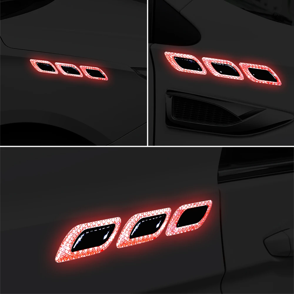 6 шт./компл. углеродного волокна Автомобильная наклейка светоотражающая полоски