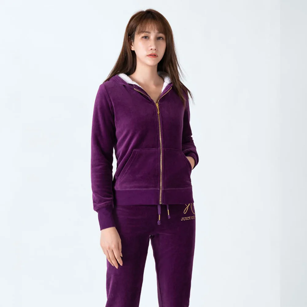 

Winter New Suit Women's Elegant Velvet Tracksuit Two Piece Set Women Sexy Hooded Long Sleeve Top And Pants Bodysuit Suit