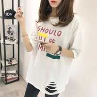 t shirt 3d digital printing new summer large size womens fat mm trend hole loose loose thin long sleeved t shirt
