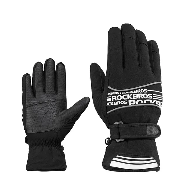 S132 Black ROCKBROS Зимние флисовые теплые перчатки для езды на велосипеде-40 градусов ветрозащитные водонепроницаемые лыжные снегоходы велосипедные перчатки - Цвет: S132 Black