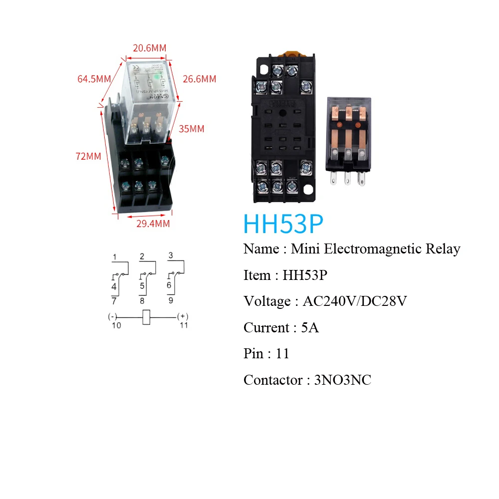 HH53P MY3NJ мини промежуточное реле dpdt электромагнитное с многоконтактной