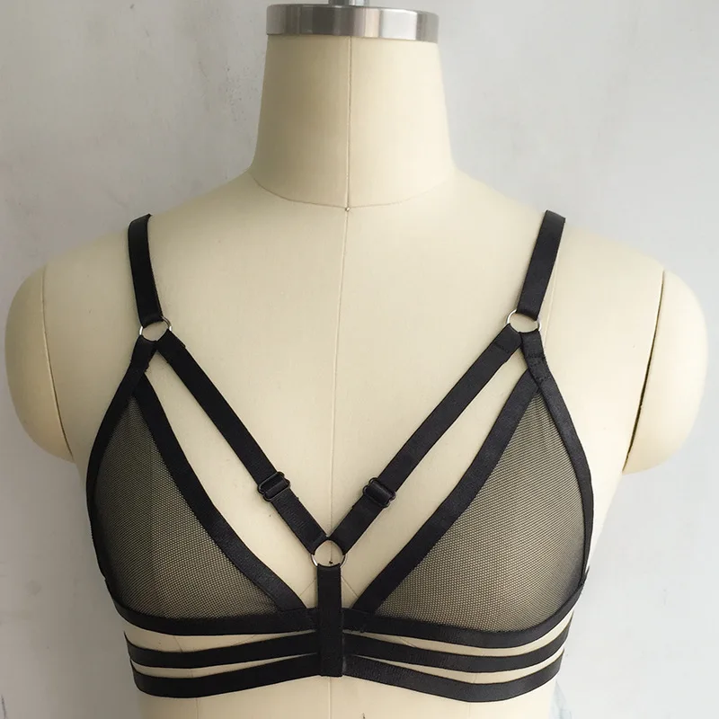 Женский открытый эластичный бюстгальтер Kasure черный с регулируемым ремешком