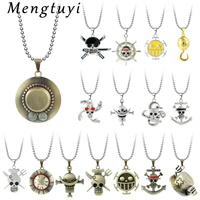 anime one piece metal pendant necklace luffy ace pirate skull hat chain choker man bead necklaces charm jewelry collar gift