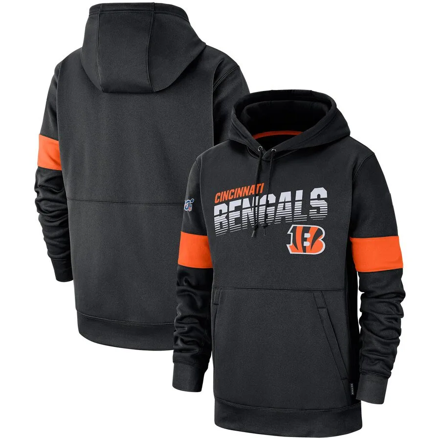 

Cincinnati Black Sideline Team Logo Performance Bengals Men Pullover Hoodie